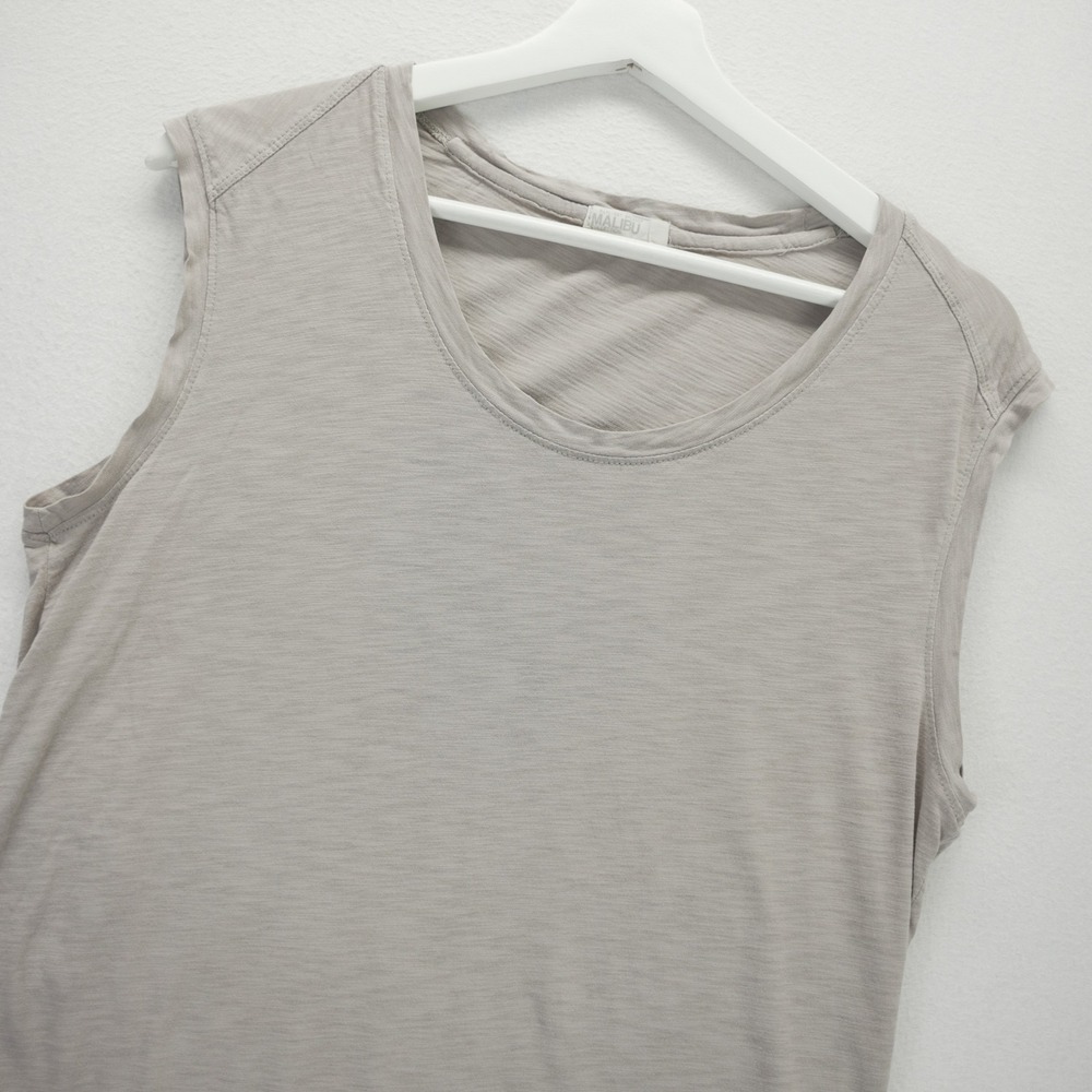 Barefoot Dreams Malibu Collection Slub Knit Tank Top Grey Taupe Sleeveless Small